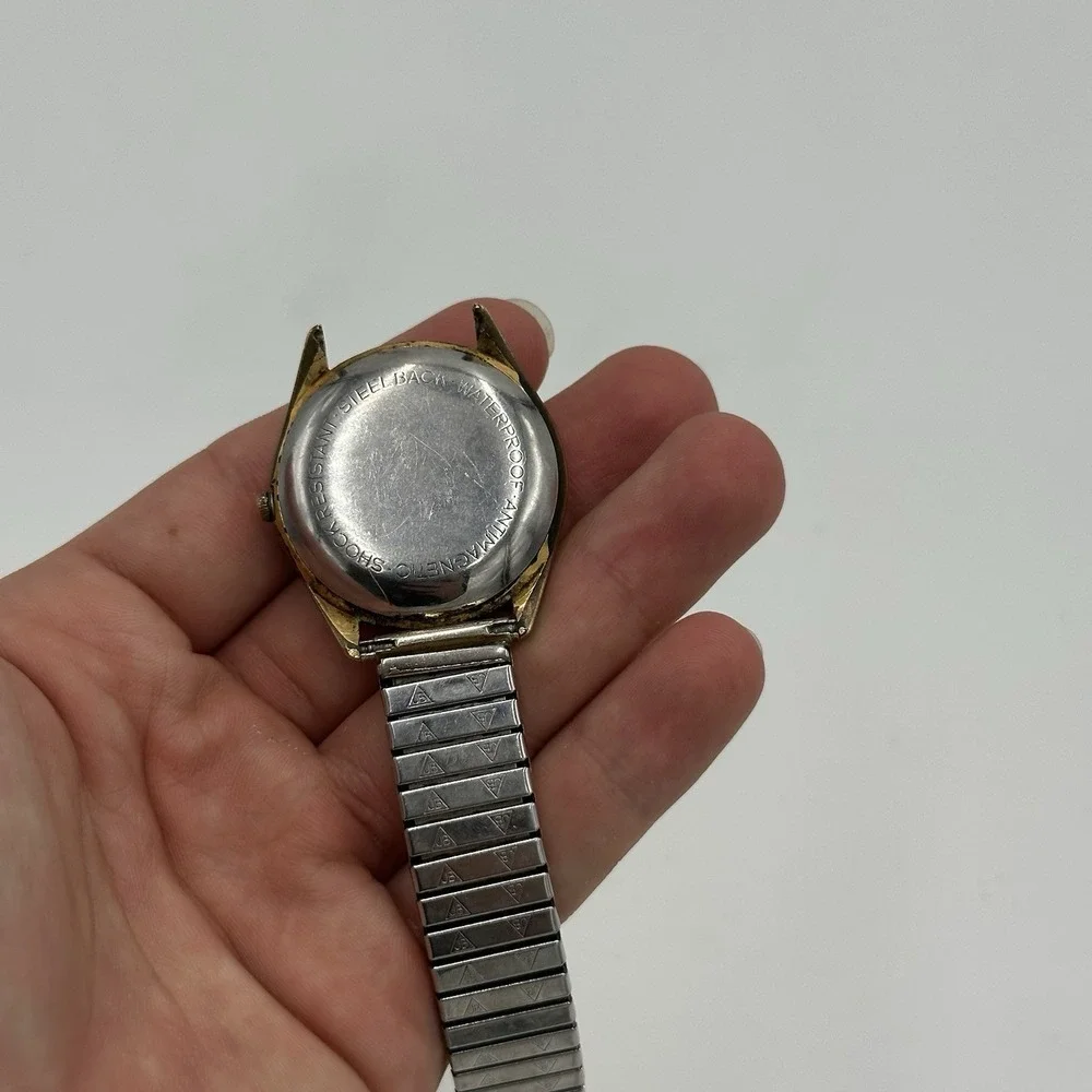 VTG 60s Helbros Self Winding Mechanical Watch DateJust For Parts Broken Gold Ton